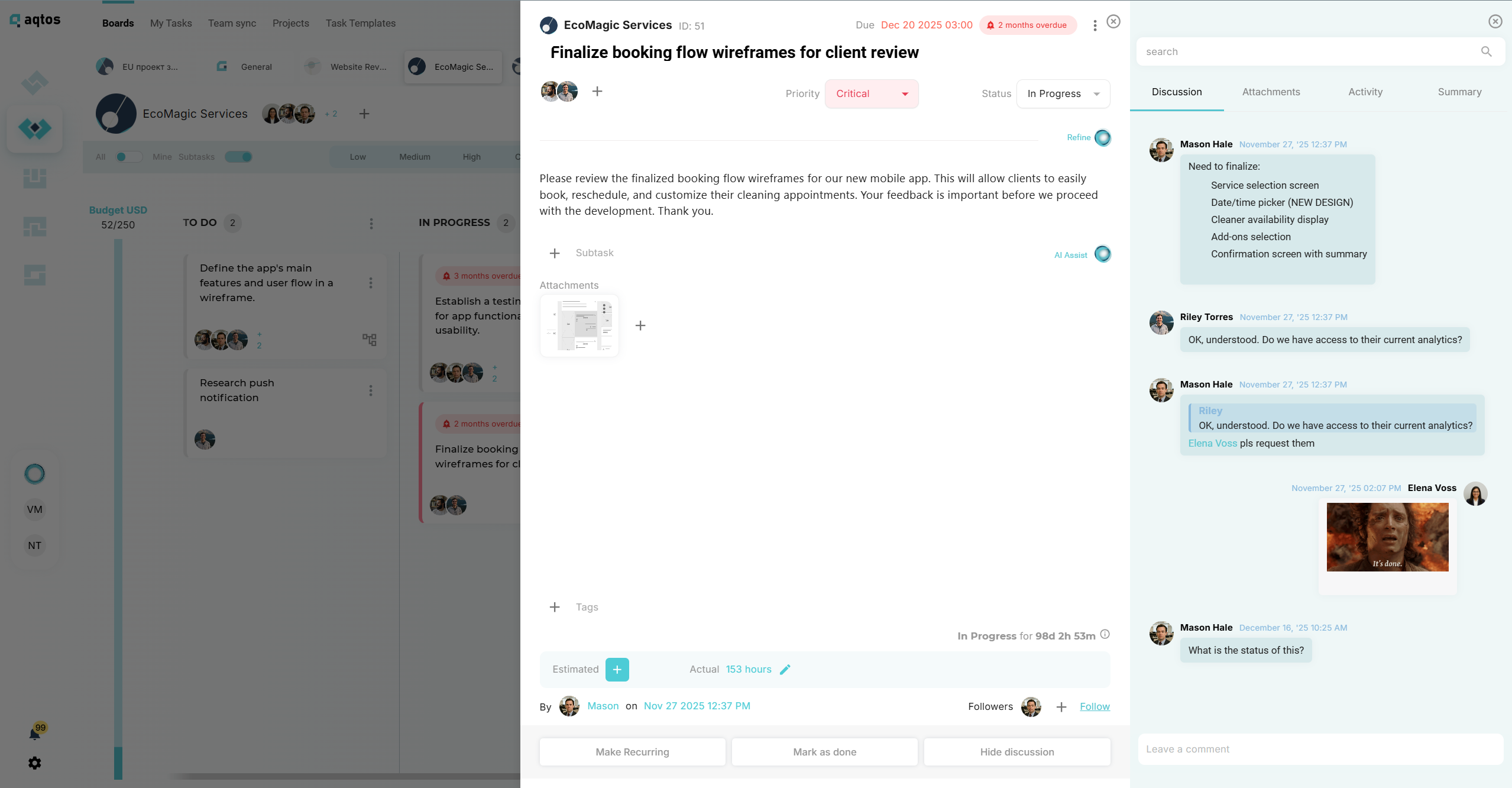 Aqtos task detail screenshot