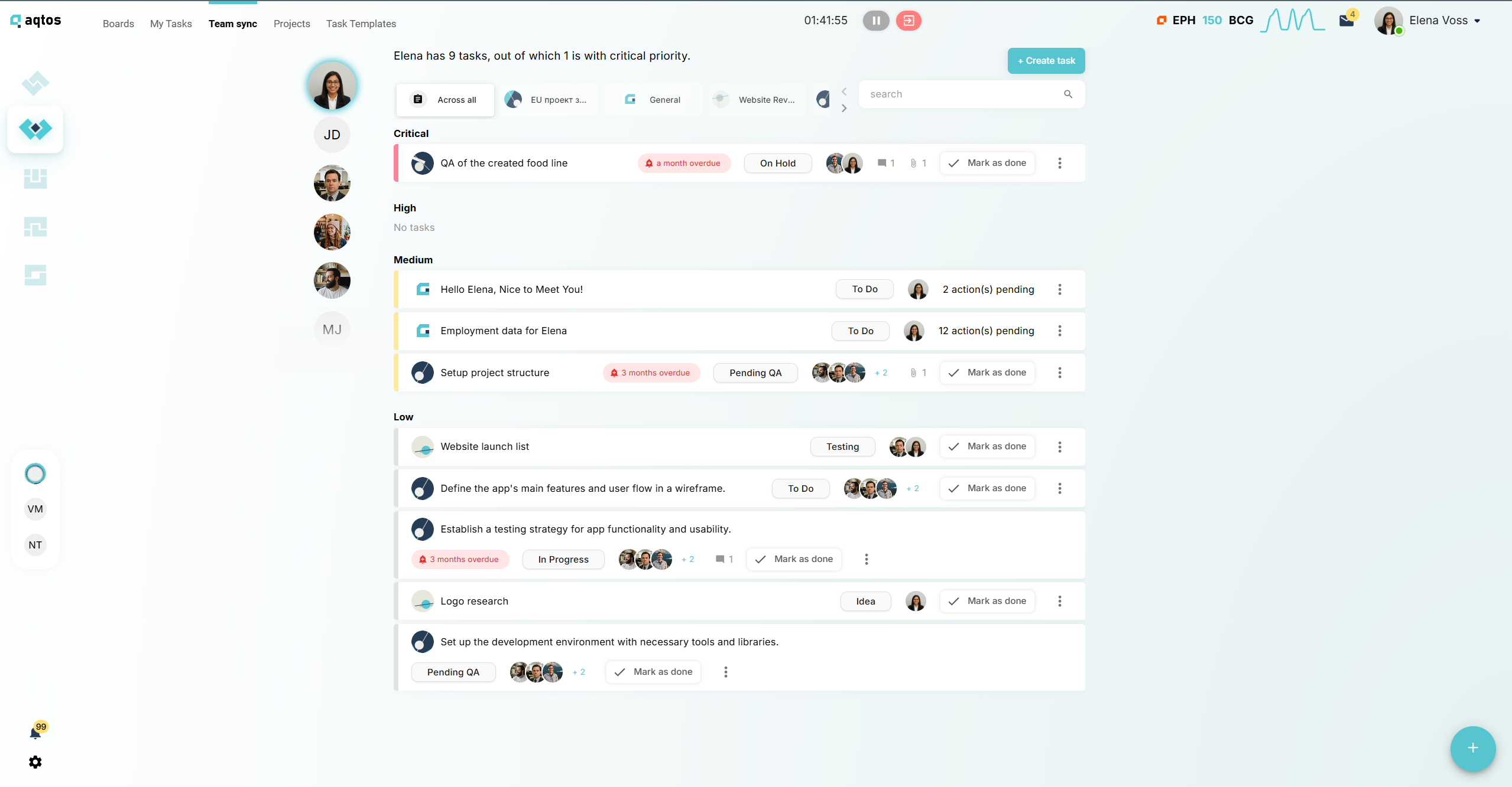 Aqtos team sync screenshot
