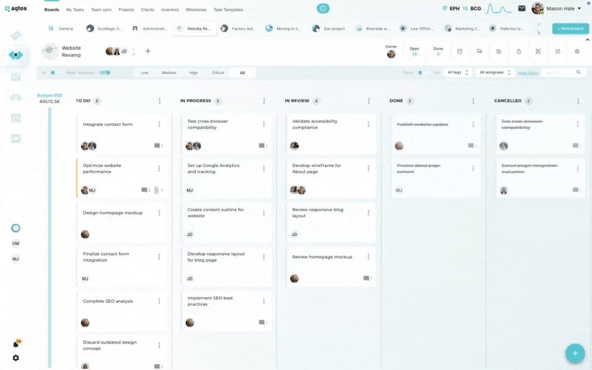 Aqtos BOSS kanban preview