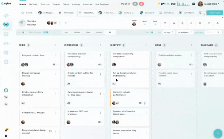 Aqtos BOSS kanban boards