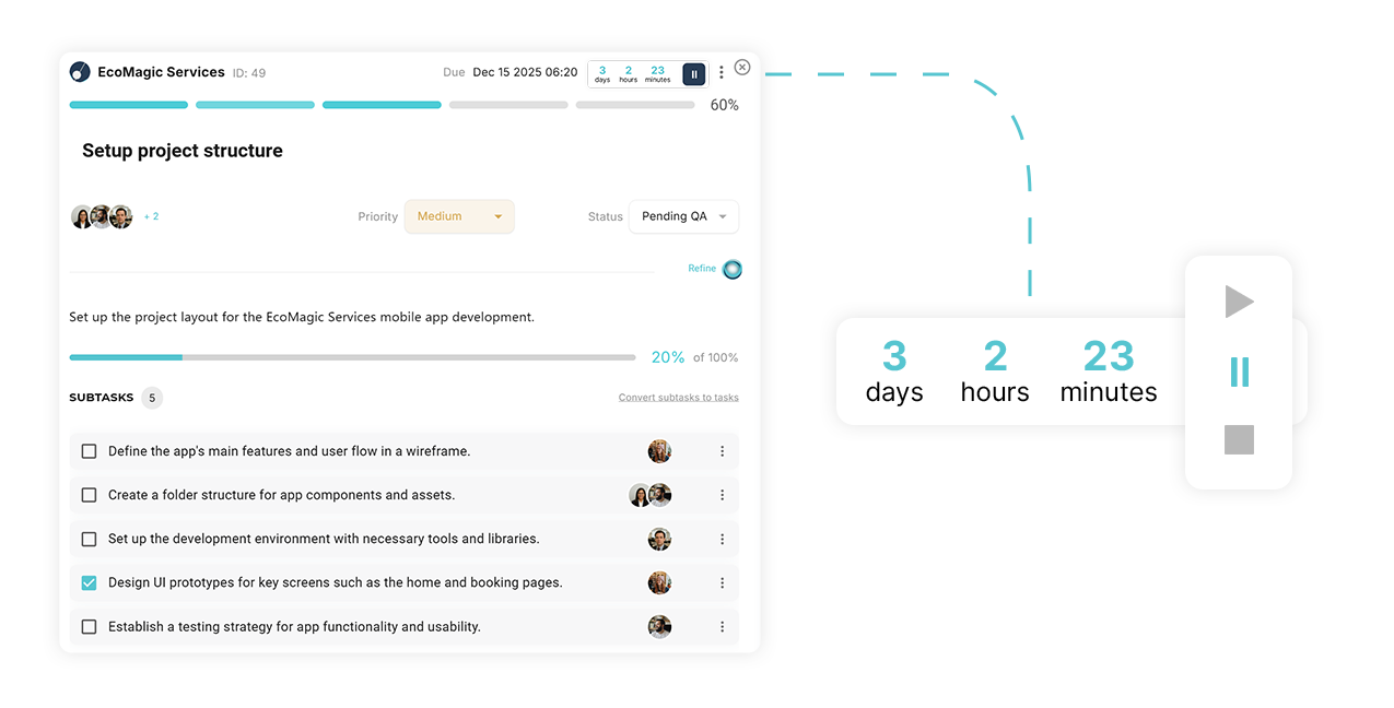 Aqtos task and project time tracking